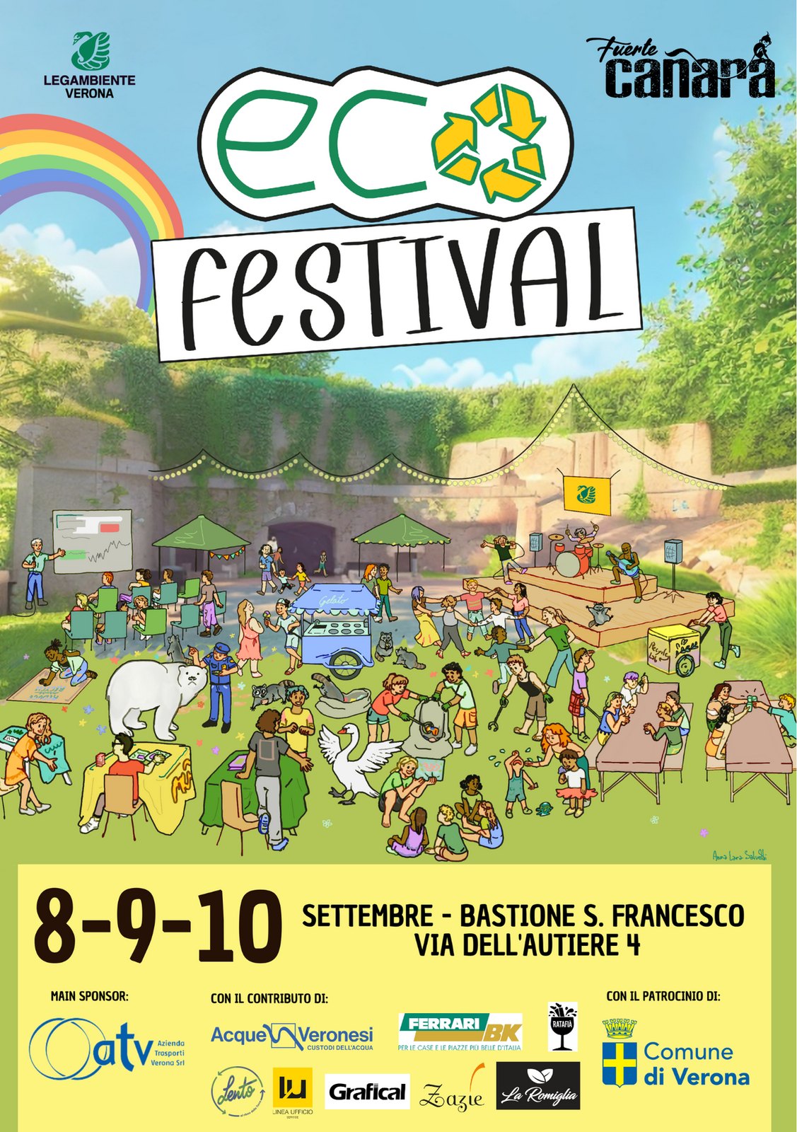 La locandina illustrata dell'EcoFestival 2023 — apri la pagina dell'edizione
